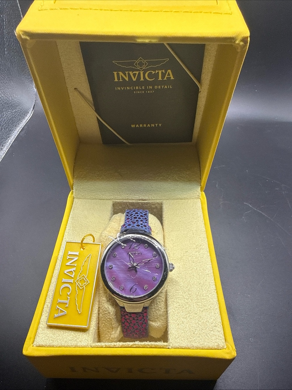 Invicta Women's Purple Dial Blue and Pink Gradient Strap Watch